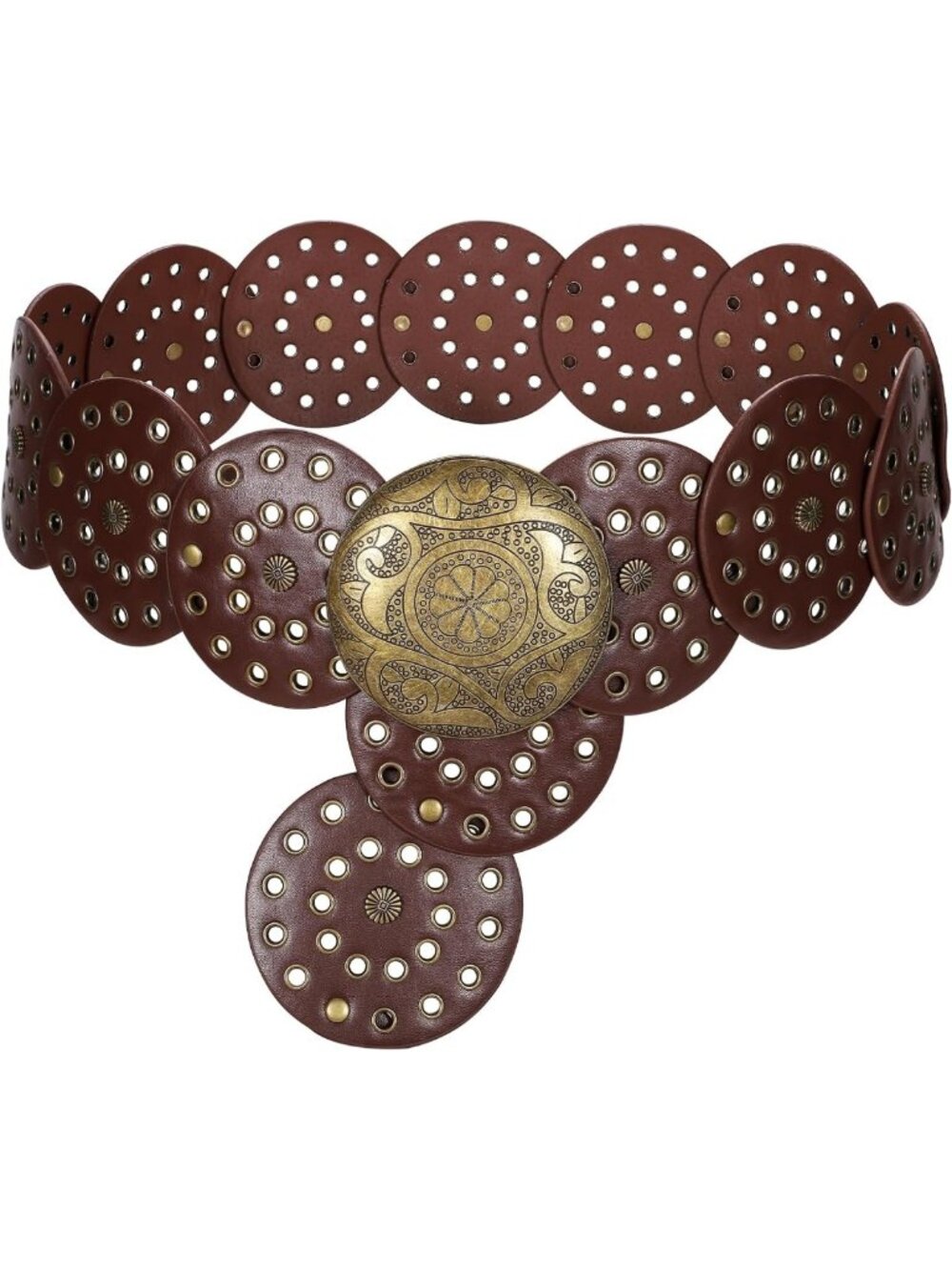Vintage Leather Western Disc Waist Belt | Boho Style for Dress & Jeans